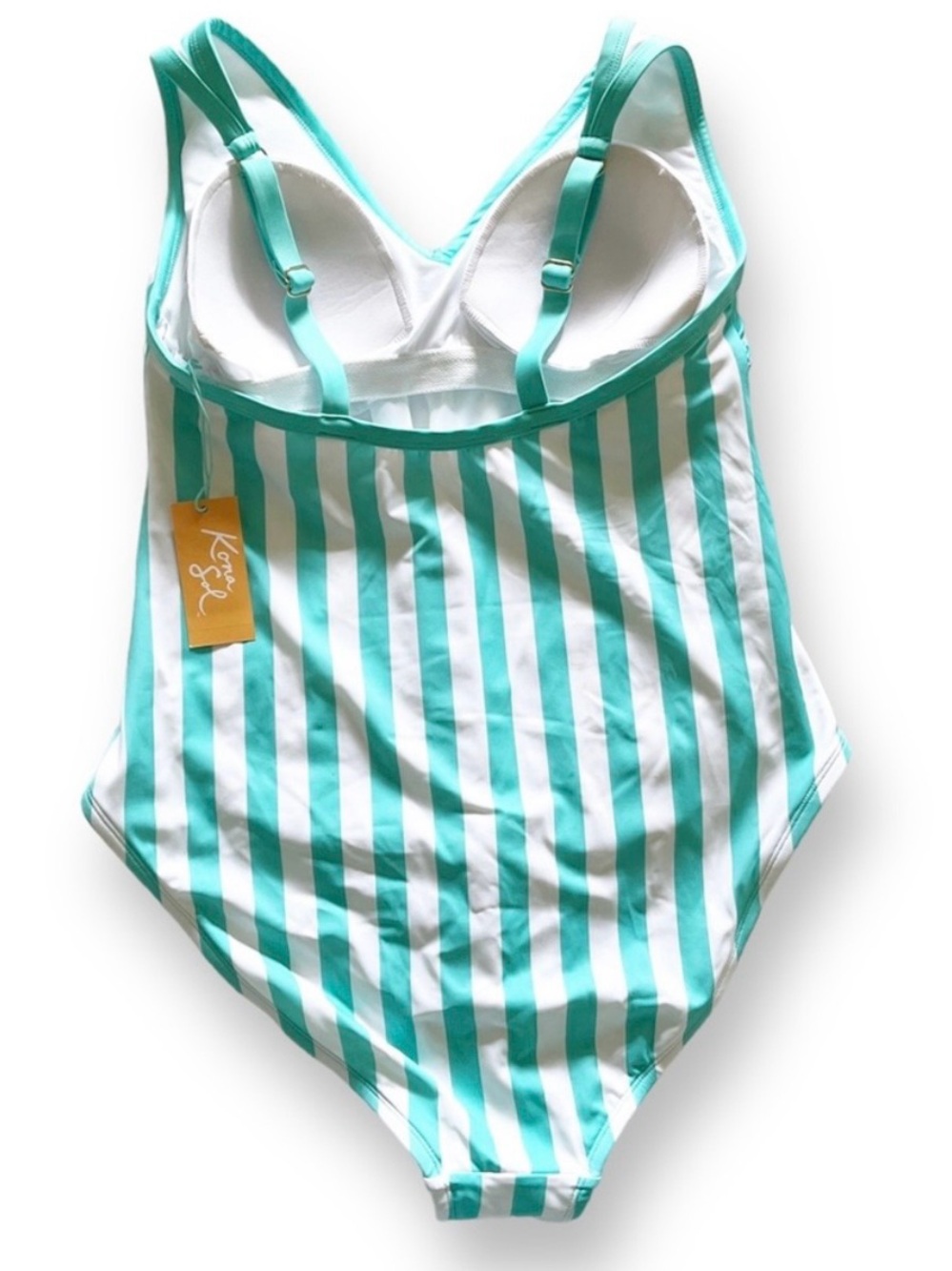 Kona Sol Turquoise Stripe One‑Piece Swimsuit 16W XXL - NWT - Picture 3 of 10